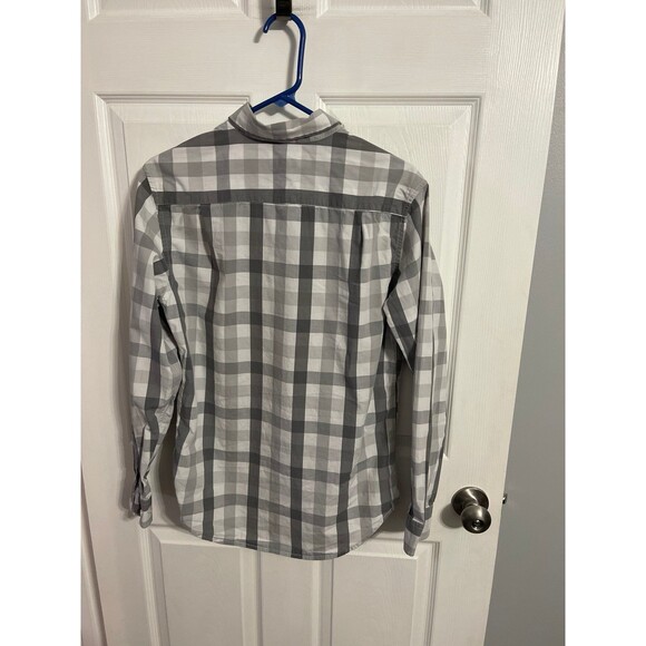 Merona Long Sleeve Gray Plaid Shirt Size S - Picture 2 of 5